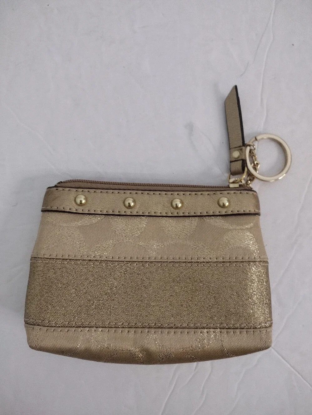 Vintage Y2K Coach Metallic Gold Wallet Lot Of 2 Key Ring Wallet Set Mcbling - Picture 6 of 7